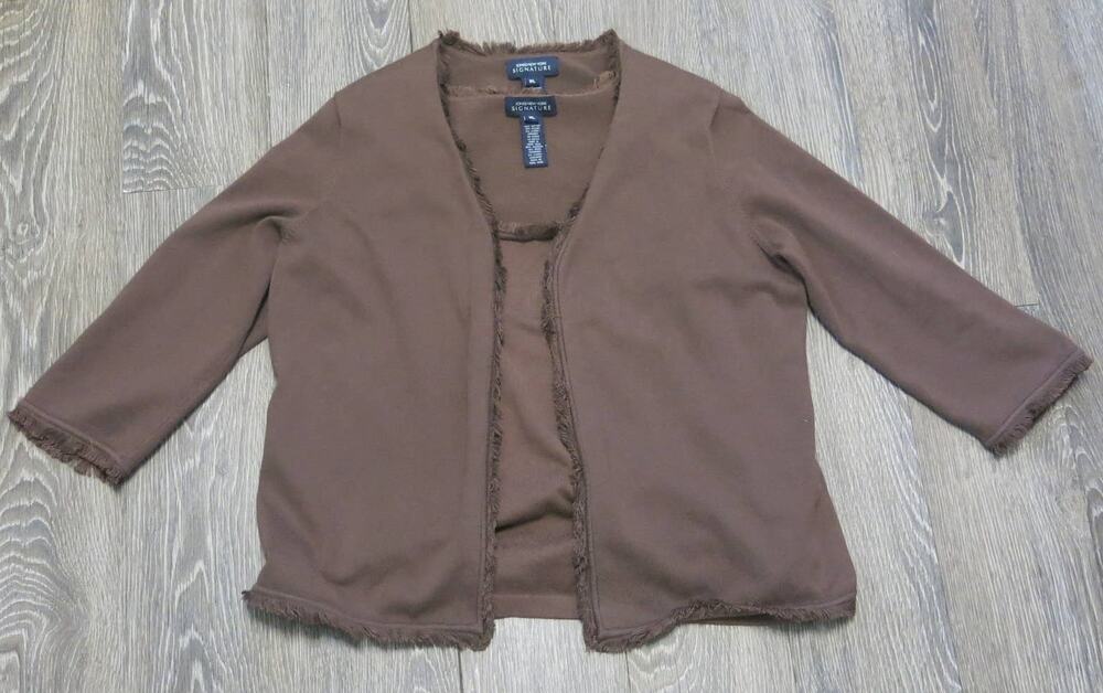 JONES NEW YORK SIGNATURE Top and Jacket Size XL Women Brown Fringe Career Wear